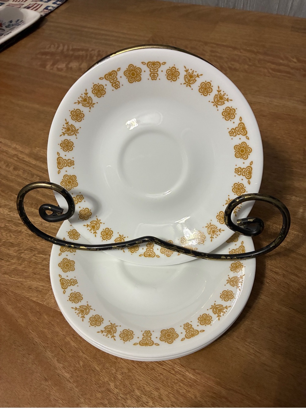 Vintage Corelle Butterfly Gold saucer plates, 6.25'', set of 4